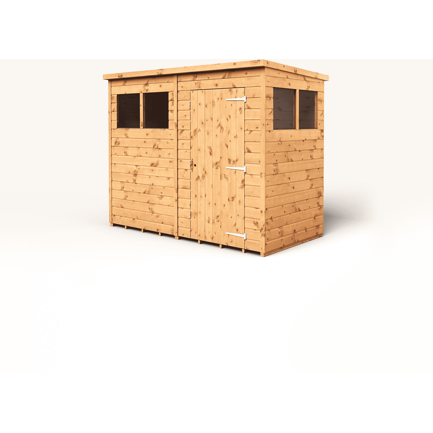 Empire 8x4 Modular Pent Garden Shed with a Single Door & Windows - Brown
