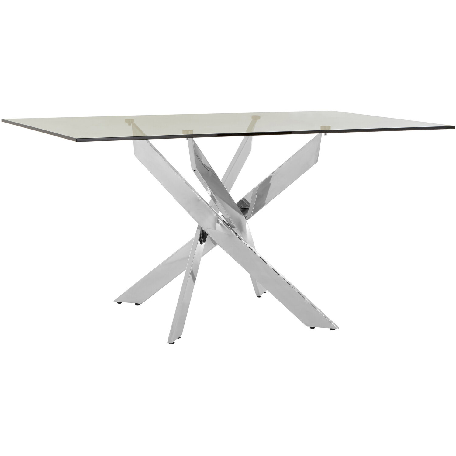 Allure Rectangular Intersected Base Dining Table - Silver