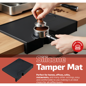 Coffee Tamper Mat Silicone 210x150 Tamping Espresso Moulded Corner Edge Support Knock Pad