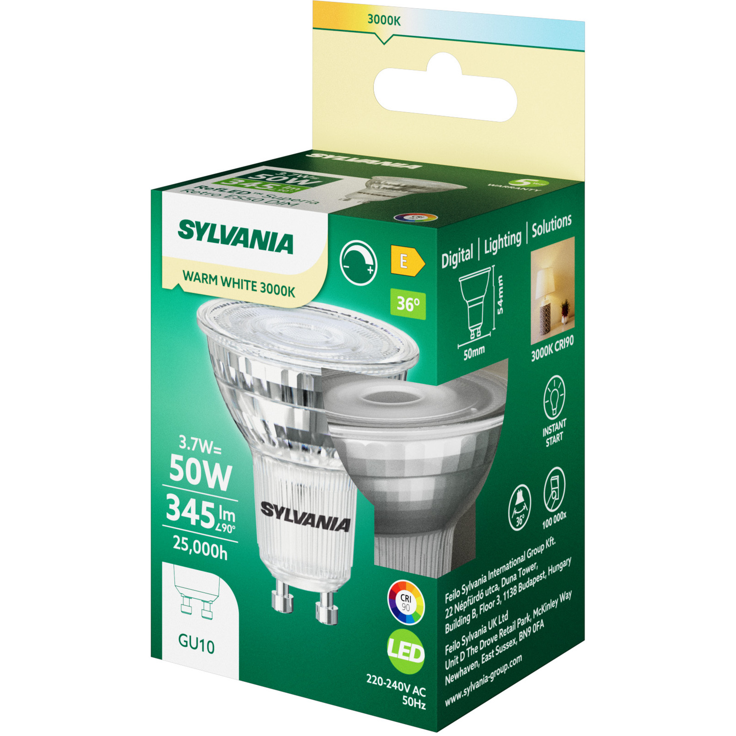 Sylvania Refled Superia Rt Es50 Led Gu10 Spotlight Bulb 345 Lumens Dimmable Clea - Transparent 5 1cm