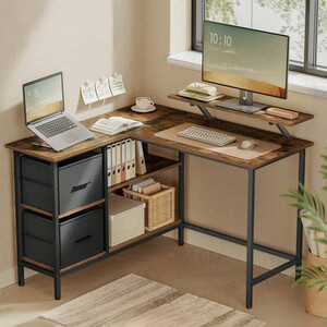 VASAGLE L-Shaped Desk with Drawers