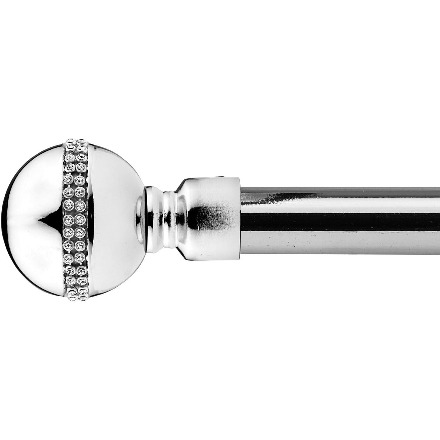 16-19mm Bejeweled Extendable Eyelet Metal Curtain Pole Set - Chrome / 160cm