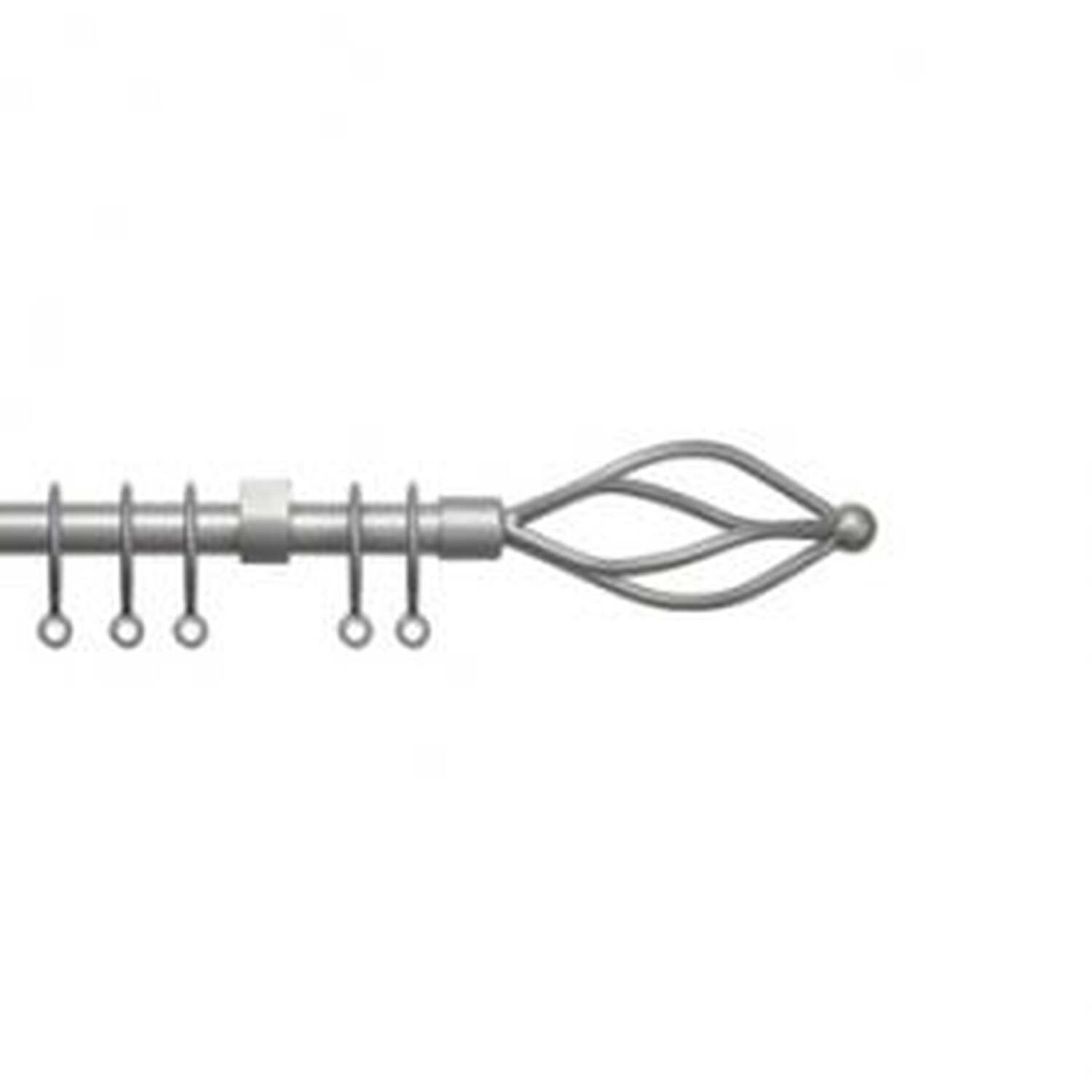 16 - 19mm Silver Metal Crown Final Metal Curtain Pole Set - Silver / 120cm