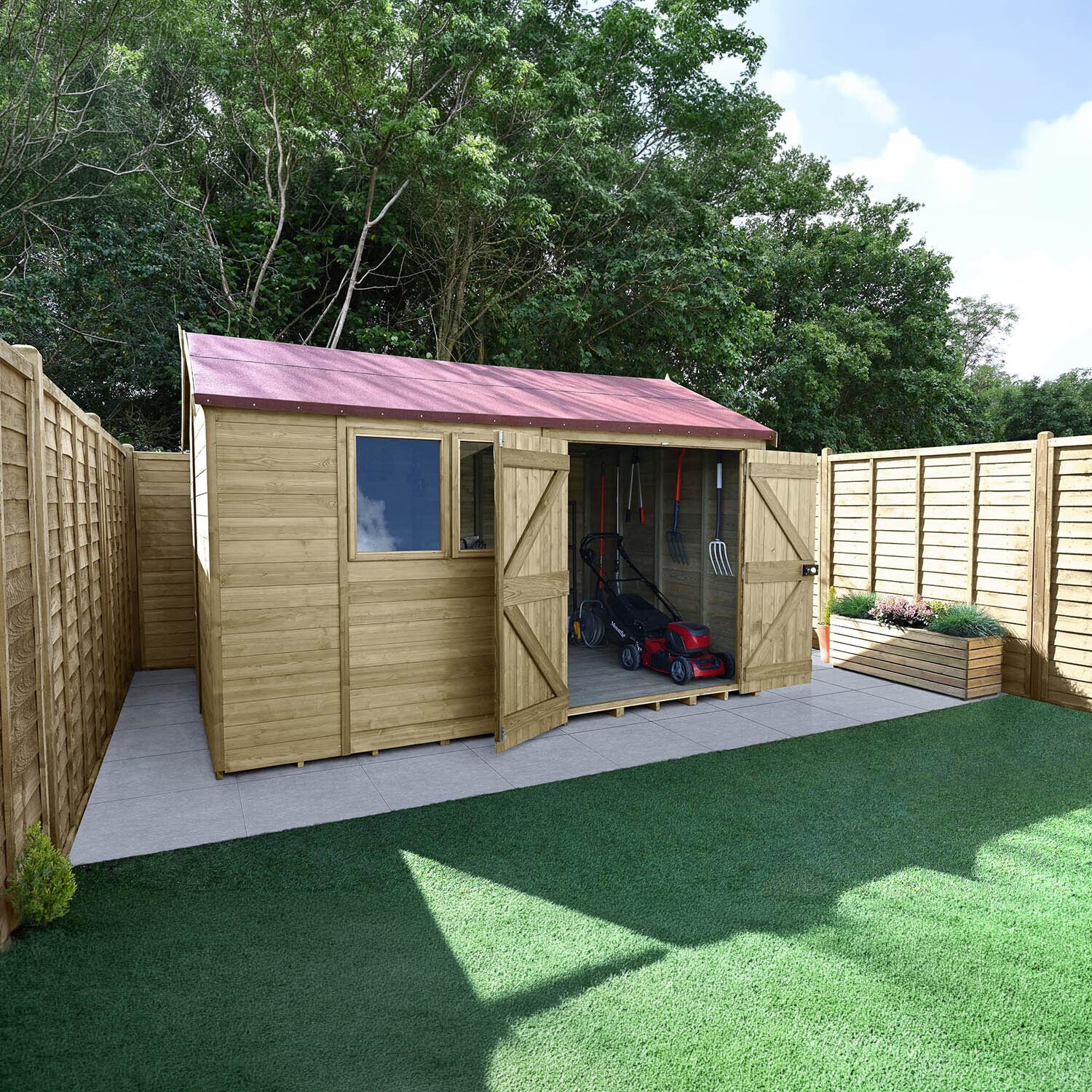 Timberdale T&G Pressure Treated Reverse Apex Shed - 2 / Without Base / 12x8 / No Installation