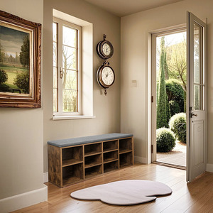 VASAGLE Shoe Bench with Cushion and Storage Compartments