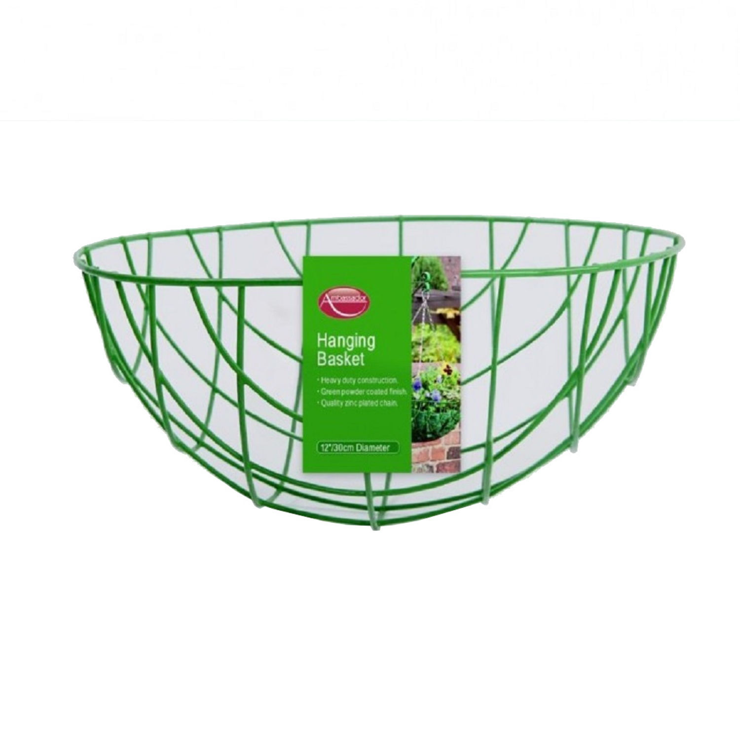 Ambassador Steel Hanging Basket - Green