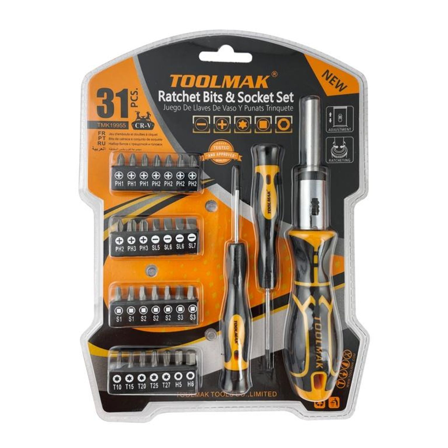 Toolmak Rachet Drill Bit Set - Orange/Black