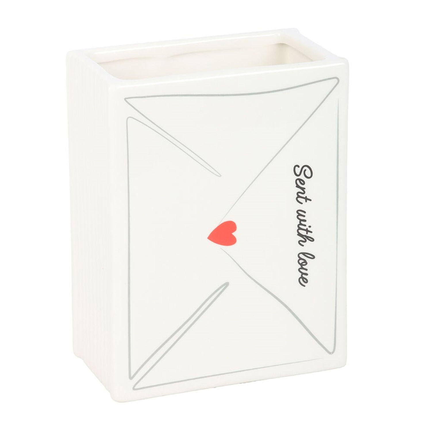 Something Different Ceramic Letter Valentine`s Day Flower Vase White White One Size 1