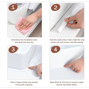 3 Rolls Clear Self Adhesive Caulk Sealant Tape 38mm x 3.2m