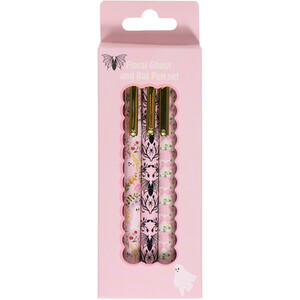 Pack of 3 Floral Ghost and Bat Pen Set