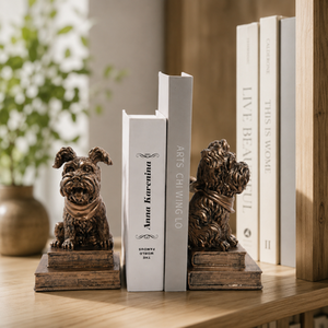 Bronze Effect Resin Dog Bookends