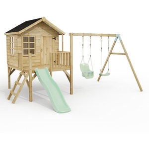 ClassicPlay Premium 5ft Playhouse on Deck with Double Swing and Slide