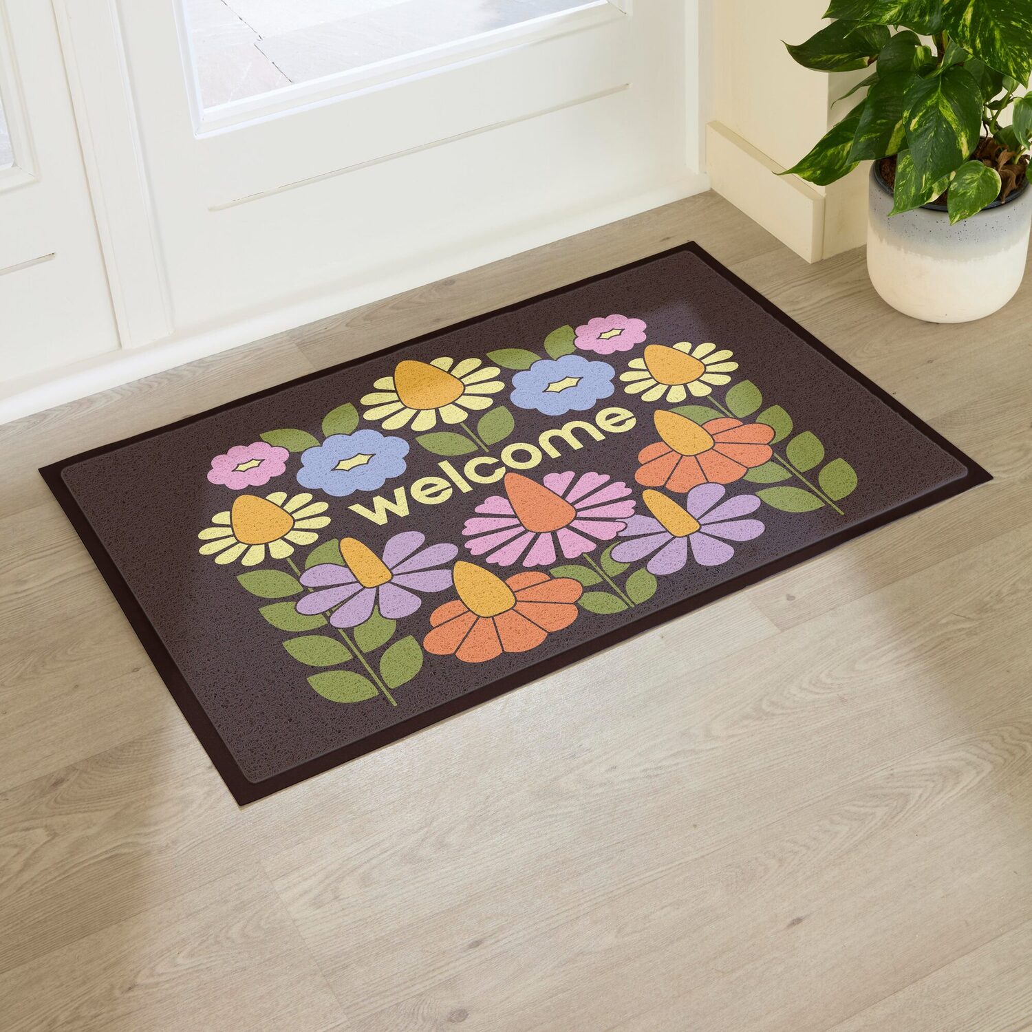 Artsy Mats Elizabeth Olwen Welcome Floral Indoor/Outdoor Doormat (90X60cm) - Multi / 90 X 60Cm