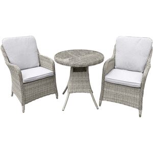 Oseasons Hampton Rattan 2 Seat Bistro Set in Dove Grey with Light Grey Cushions