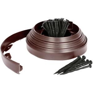 Flexible Plastic Lawn & Path Edging - 10m x 4cm - Brown