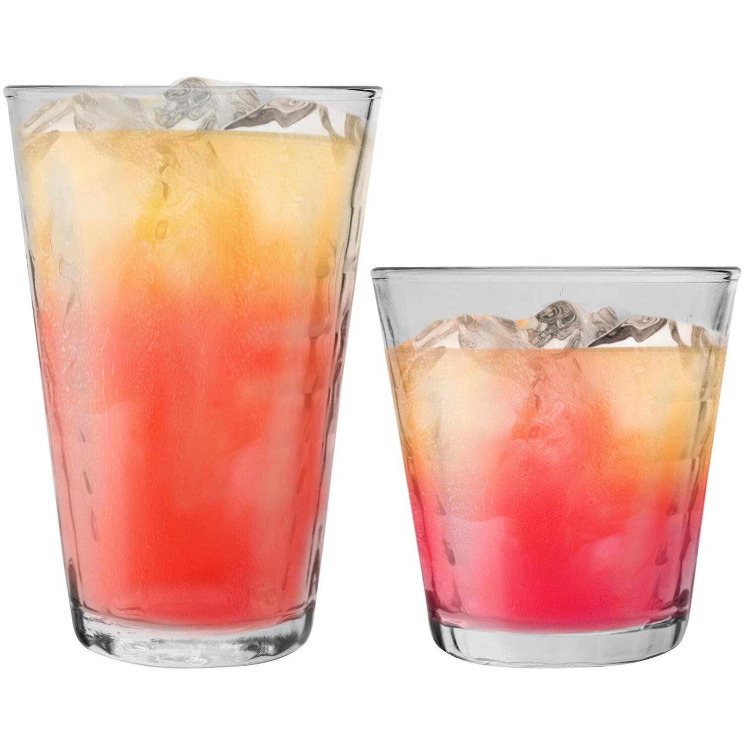 Duralex Prisme Drinking Glasses - 220Ml Tumblers, 330Ml Highballs - Clear - Set Of 12 - Clear