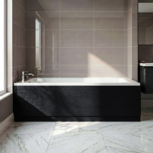 1700mm Bath MFC Front Panel and Plinth - Woodgrain Charcoal Black