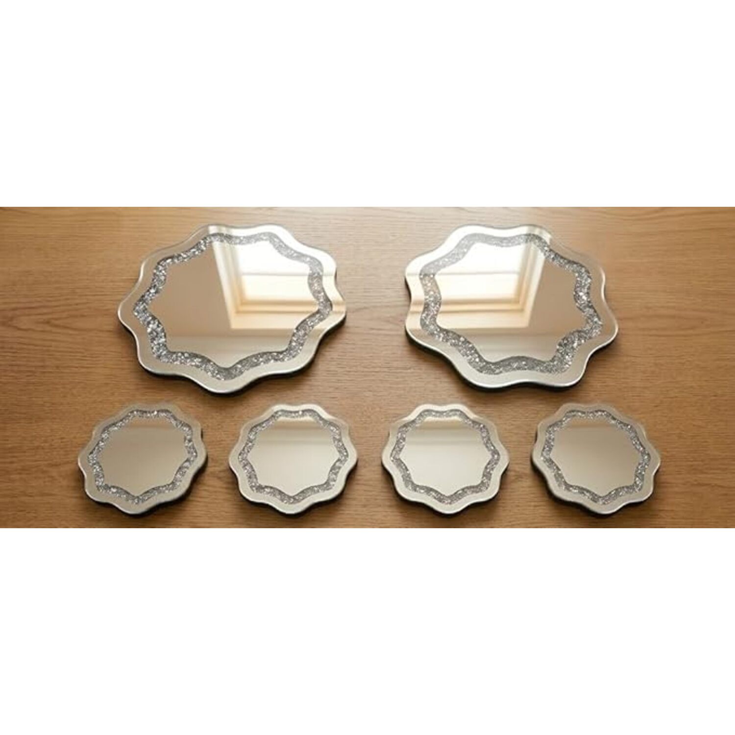 Image of Silver Glass Wavy Shape 4x Coaster&hellip;