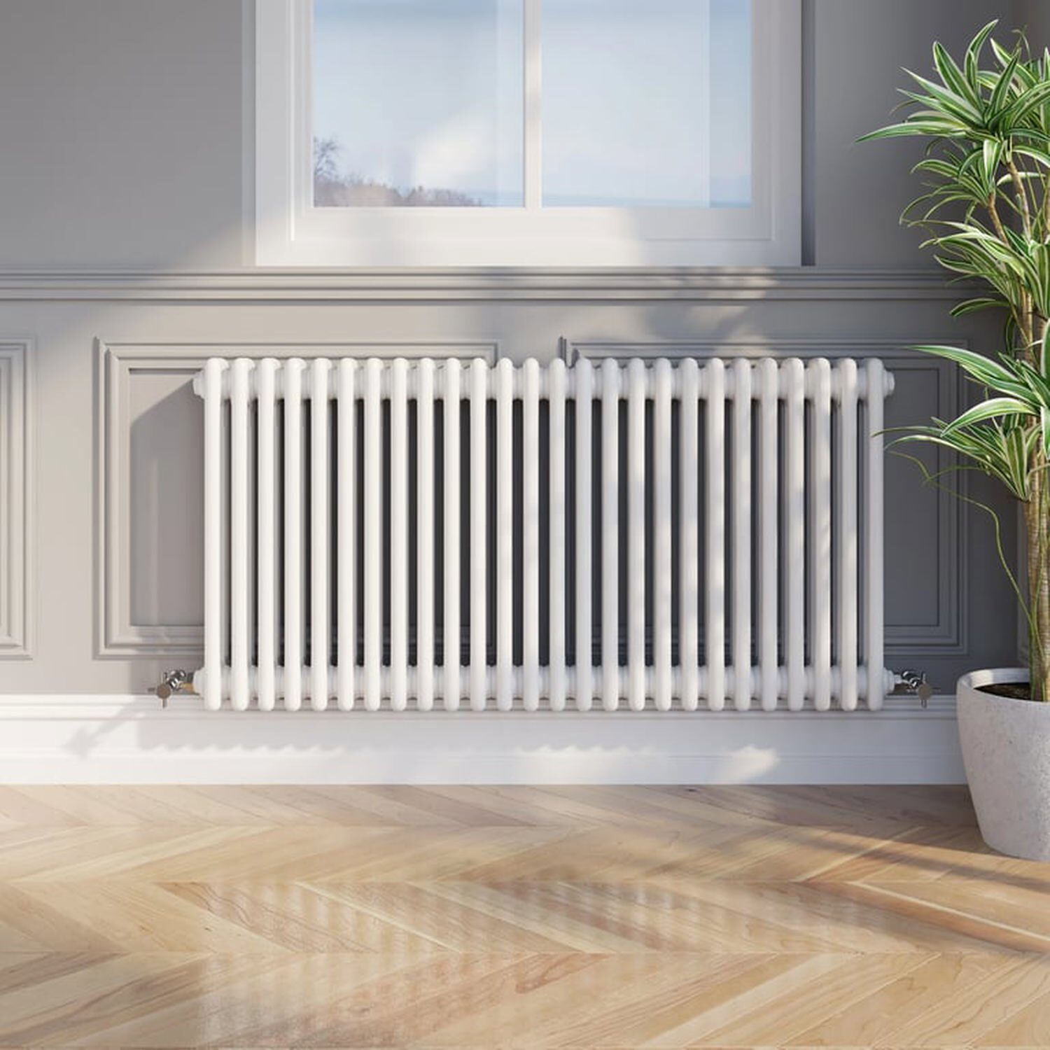 Temprazo Traditional Colosseum Double Bar Column Radiator White 300 X 605Mm - White / 1190Mm / 600Mm / 100Mm