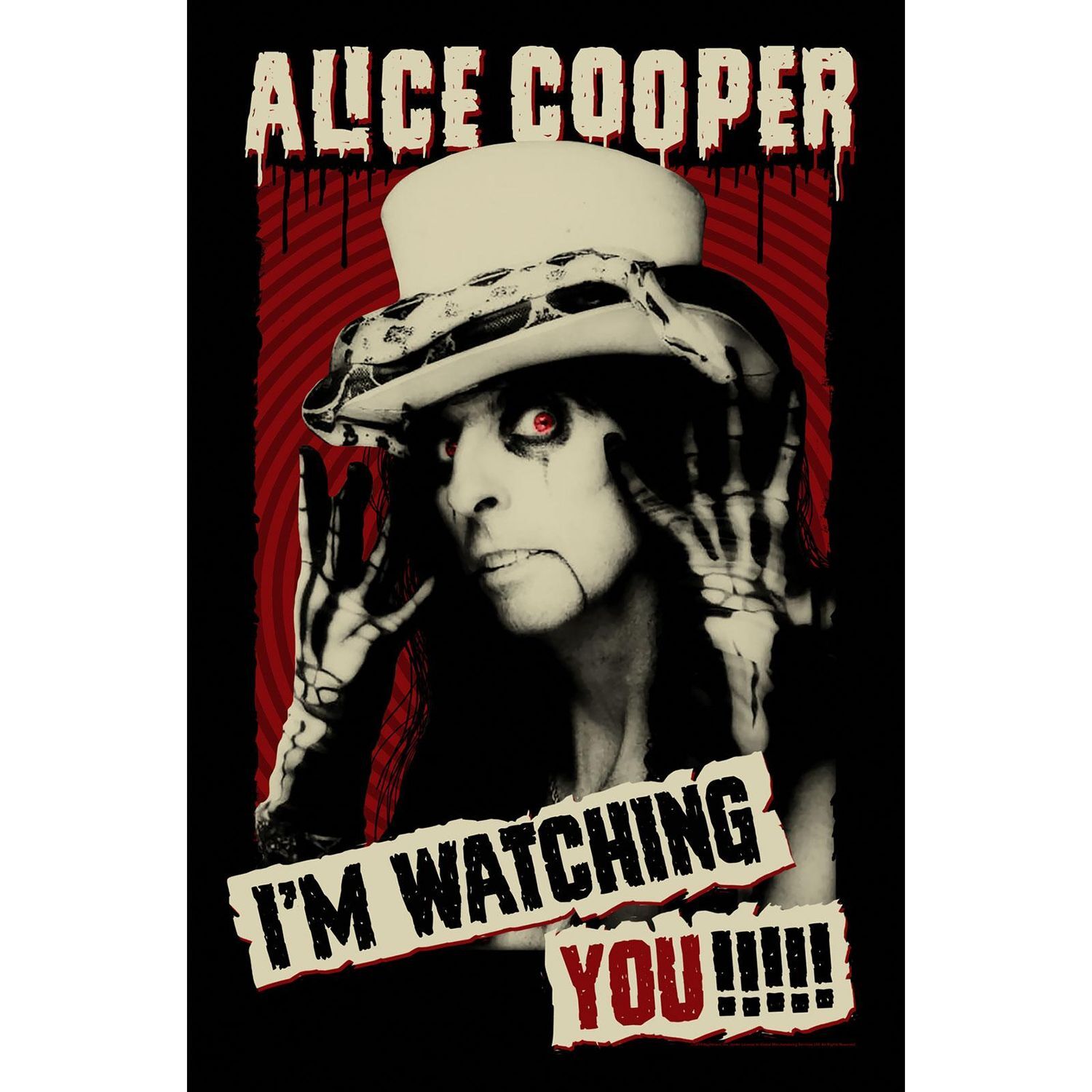 Alice Cooper I´m Watching You Textile Poster - Black/White/Red