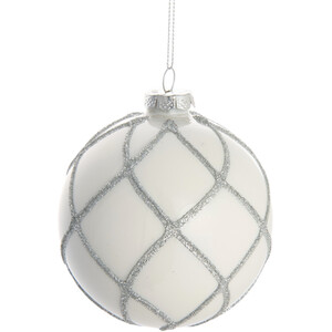 Interwoven Diamond Pattern Glitter Wrapped Bauble