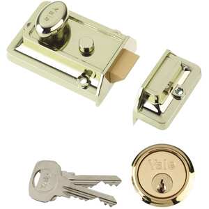 Yale 85 deadlocking nightlatch 40mm backset dark metallic grey satin chrome cylinder