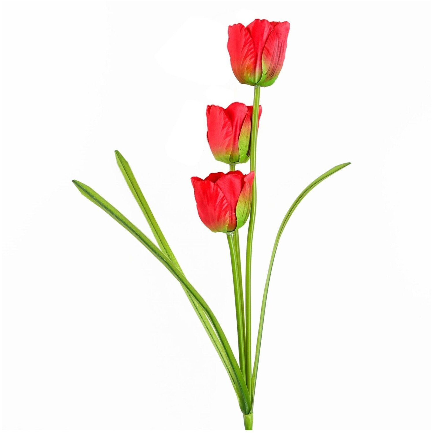 Artificial Tulip Flower Stem With Three Blooms 80cm - Red
