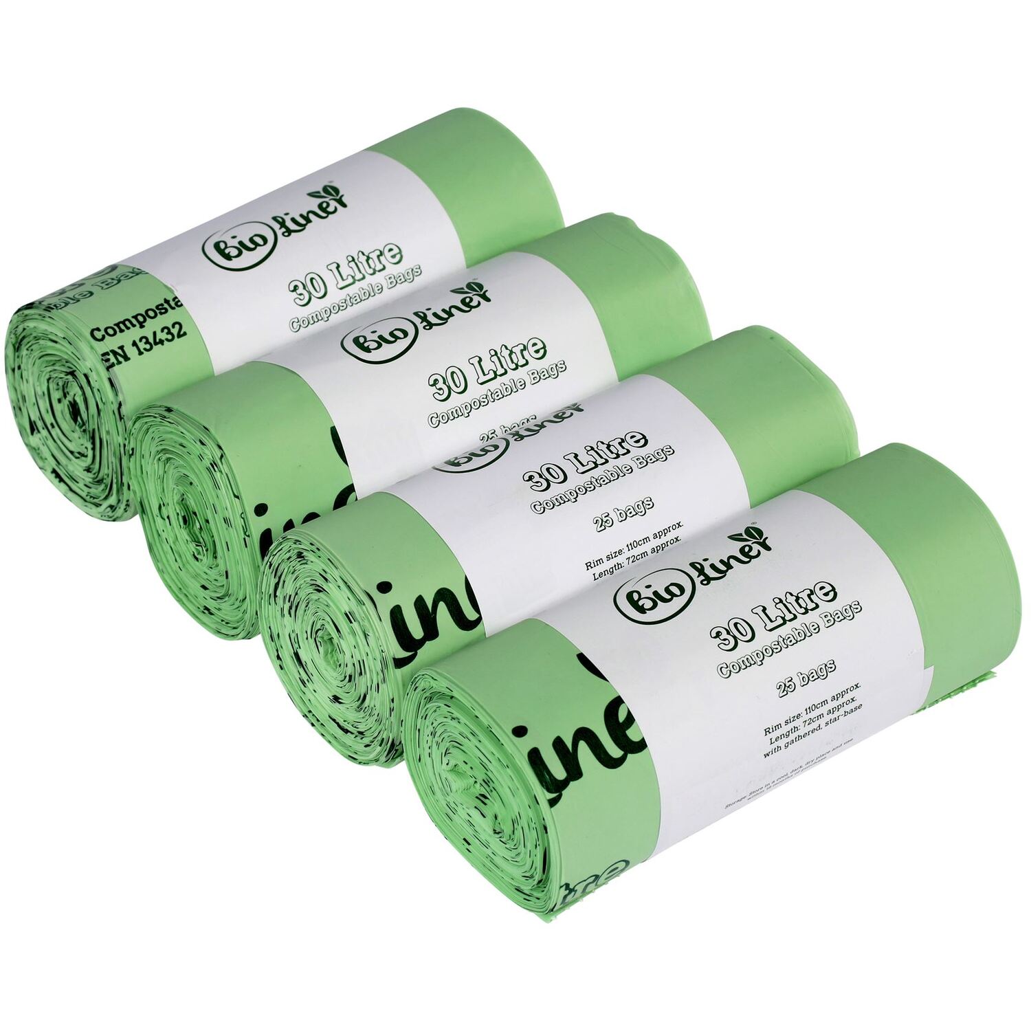 100 x 30 Litre (Large roll) BioLiner Compostable Kerbside Caddy Bin Liners - Image 3