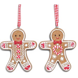 Set of Two Gingerbread Men Christmas Tree Decorations