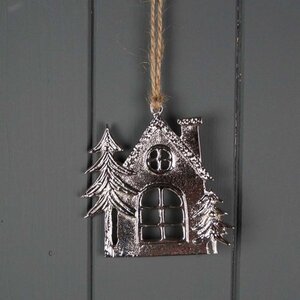 Festive Silver Hanging Metal House
