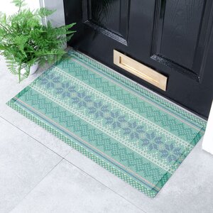 Fair Isle Green Patterned Doormat (70x40cm)