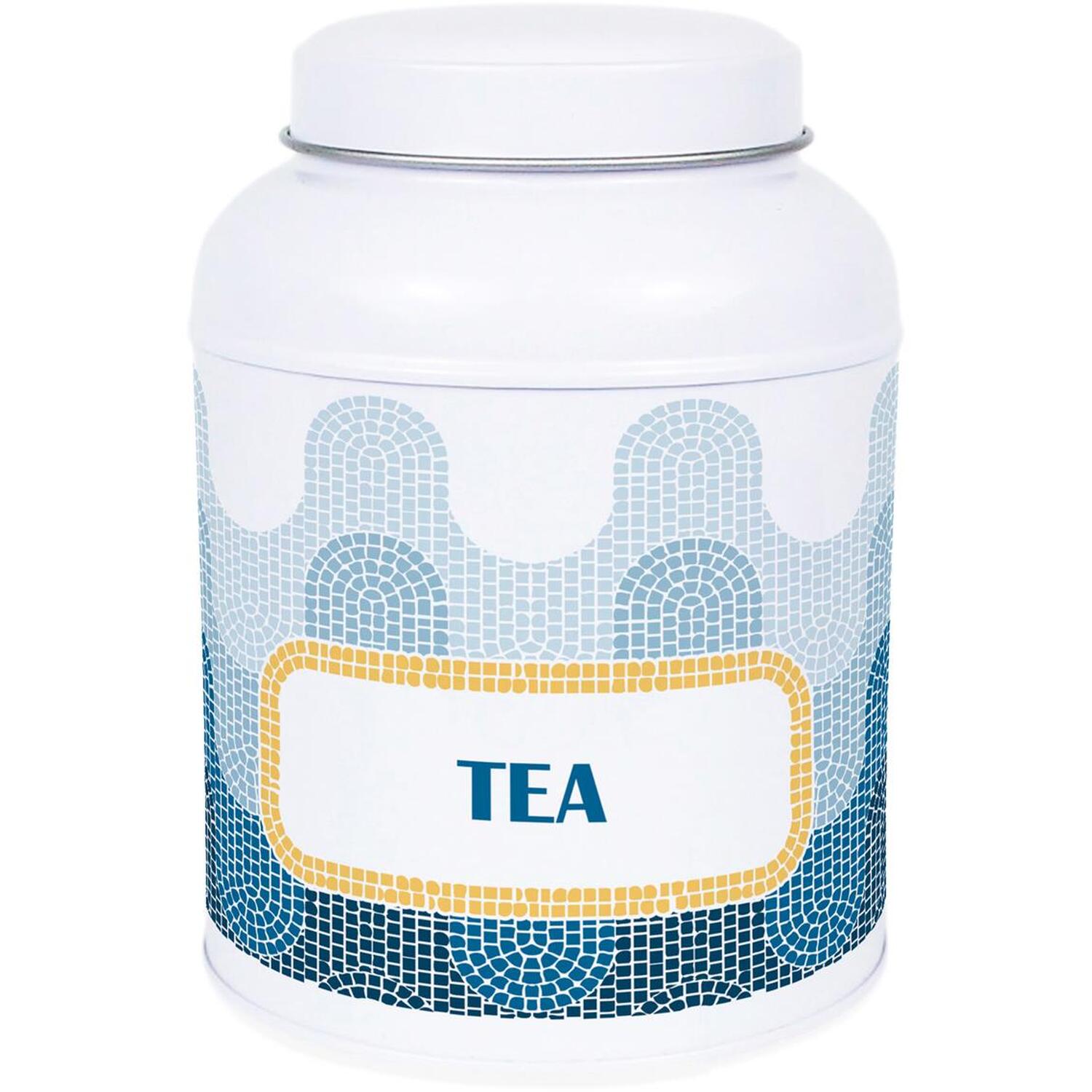 Purely Home Mosaic Waves Hot Chocolate Canister - Small Domed Lid Kitchen Storage Tin - Tea