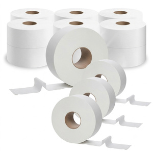 12 Rolls Of 2 Ply Mini White Jumbo Toilet Rolls For Home, Shops & Work Places