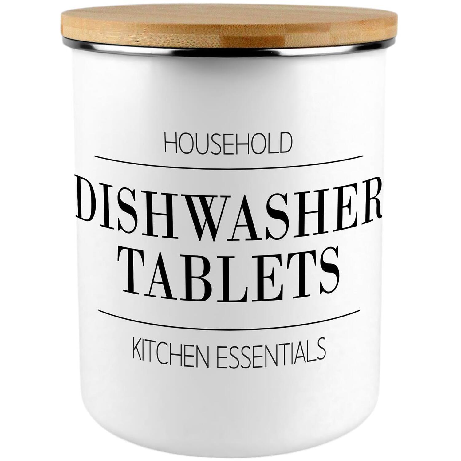 Minimalist Dishwasher Tablets Canister - Large Enamel Cleaning Storage Jar Gift - Image 3