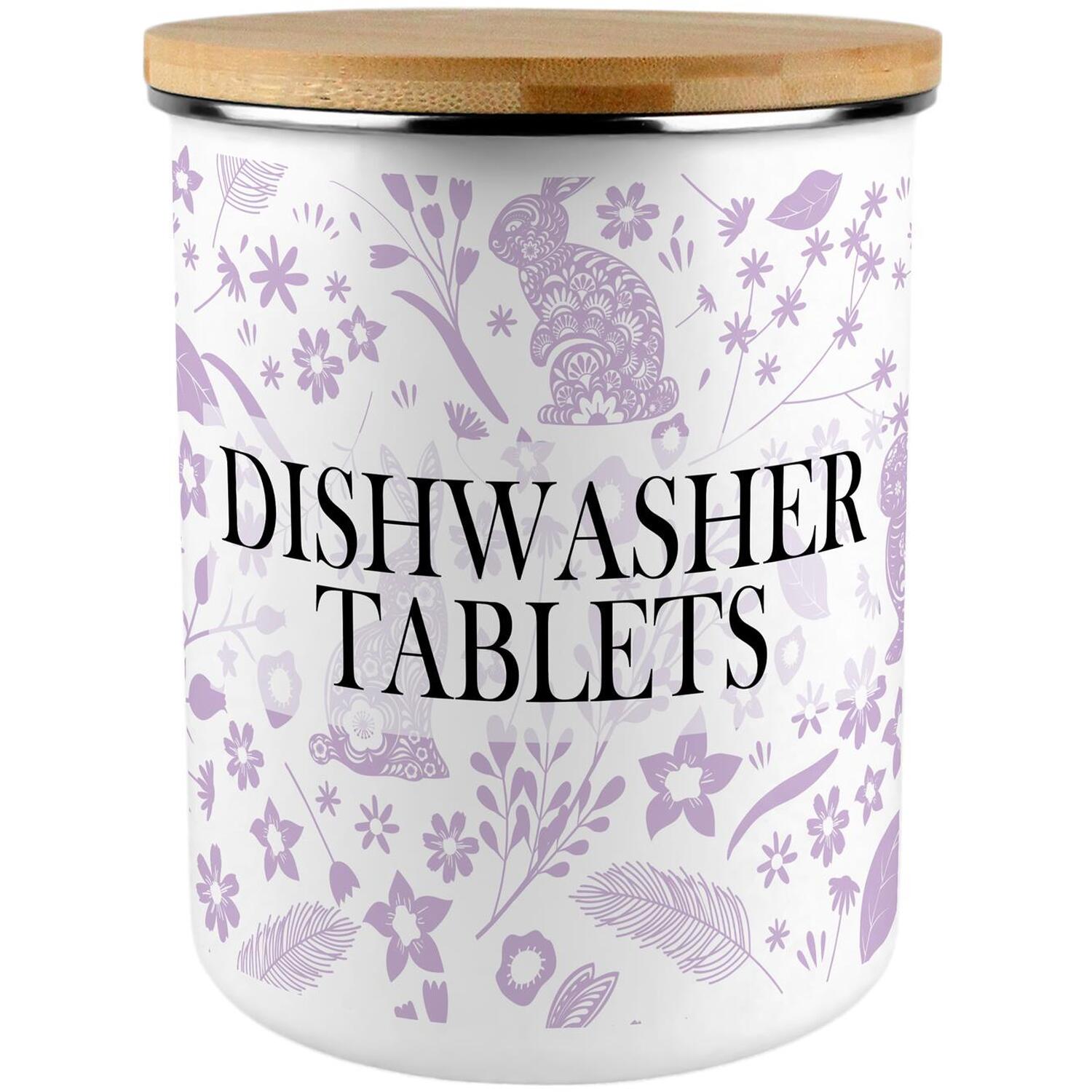 B&Q -  Lilac Wild Rabbits Dishwasher Tablets Storage Tin - Image 3