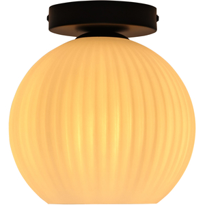 Betchley White Ribbed Glass Globe Black Ceiling Light Fitting