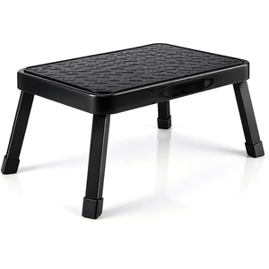 Folding Step Stool Premium Heavy-Duty Steel Black