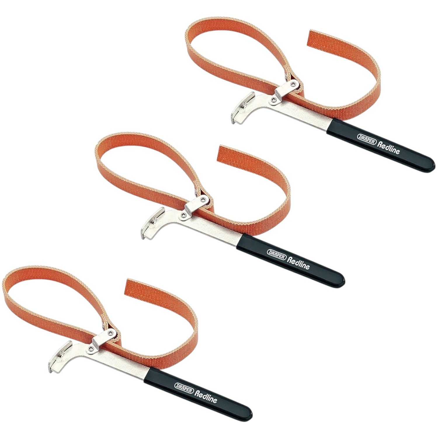 B&Q - Redline Oil Filter Strap Wrench 100mm Secure Durable Steel Grip Tool For Easy Filter Removal Pack Of 3 Heavy-Duty Wrenches - Image 2