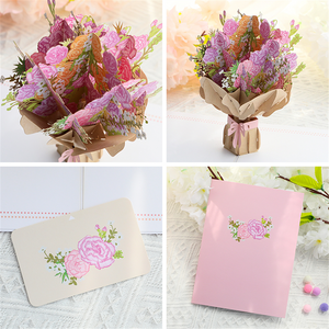 Bouquet of Pink Carnation 3D Pop Up Greeting Card
