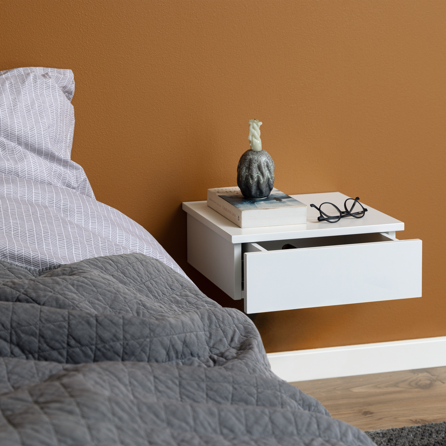 Furniture To Go Avignon Square Bedside Table 1 Drawer - White