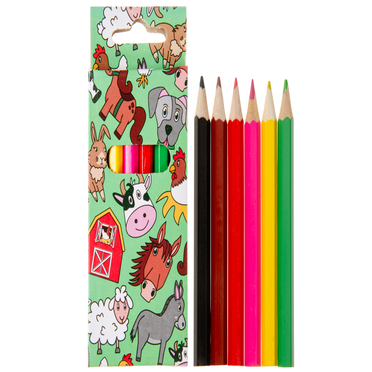 - 12 Pack Of 6 Pieces Farm Animals Colored Pencils 9Cm- Theme Party Bag Filller Gifts - Image 2