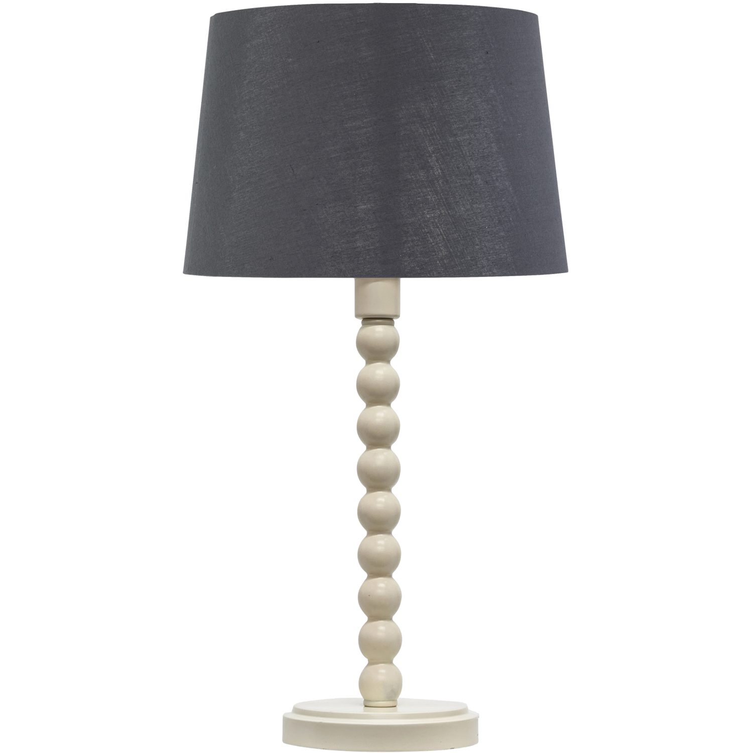 First Choice Lighting Unisex White Bobbin - Ivory Lamp With Grey & Silver Shade In - Image 2