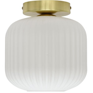 Bento White Ribbed Glass Satin Brass Ceiling Light Fitting