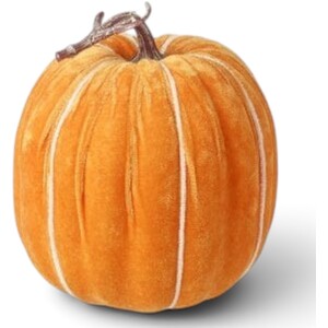 White and Orange Velvet Pumpkin Halloween Decoration