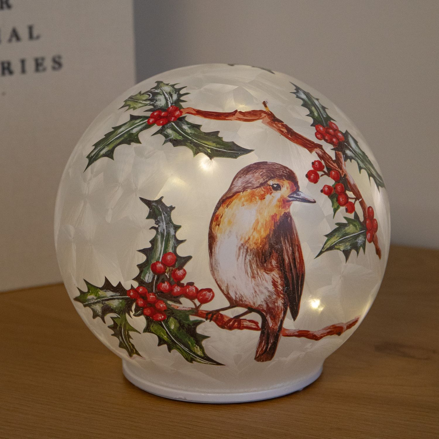 B&Q - 15Cm Light Up Christmas Robin Glass Ball With Warm White Leds - Image 5