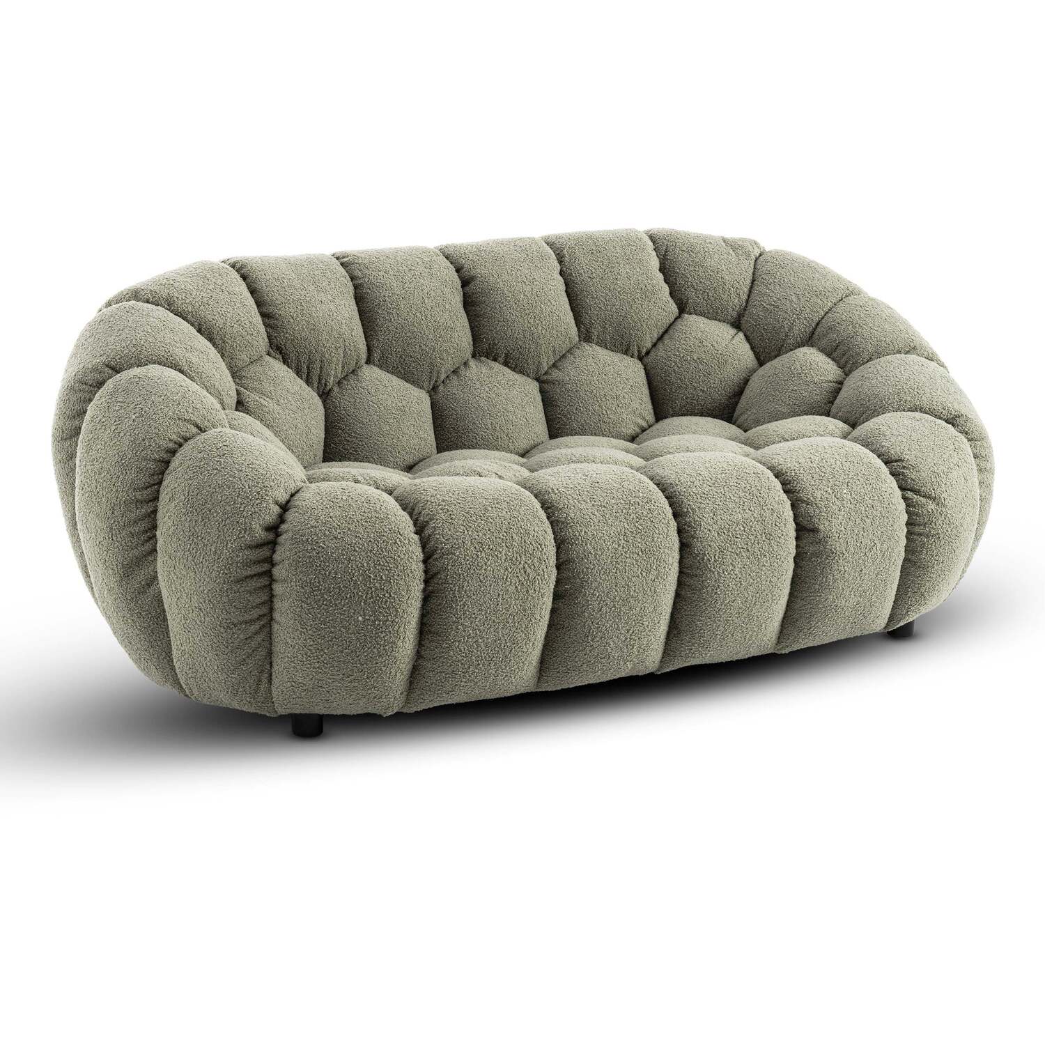 - 2 Seater Sofa In Sage Green Teddy Boucle Fabric - Image 2