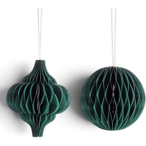 Set of 2 Forest Green Honeycomb Christmas Tree Decorations