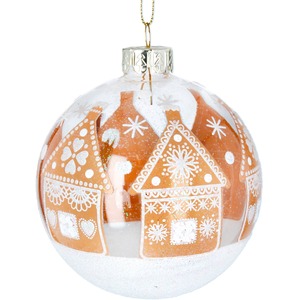 Snowy Gingerbread Glass Baubles