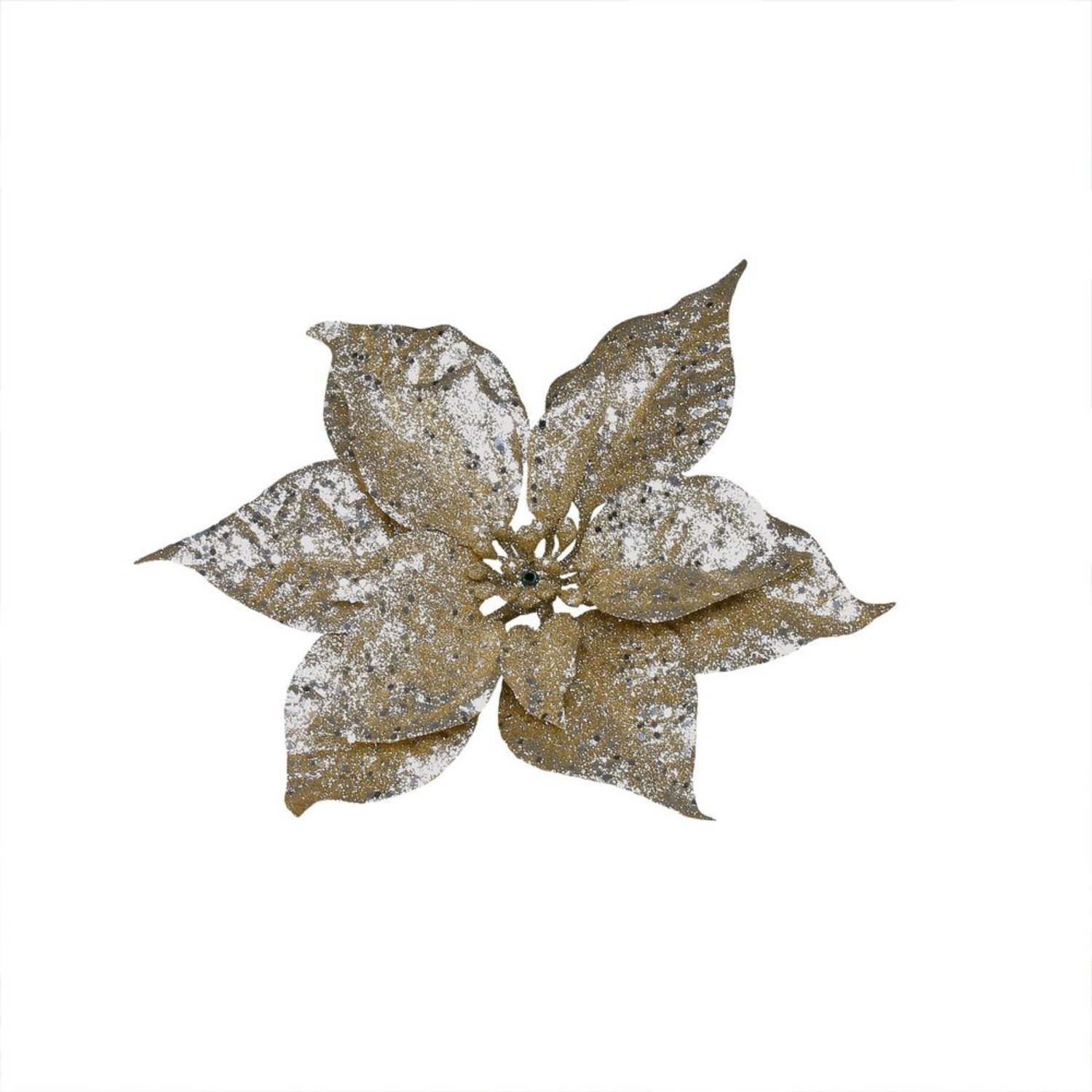  - Glitter Poinsettia Pick 4 PackGold - Image 3