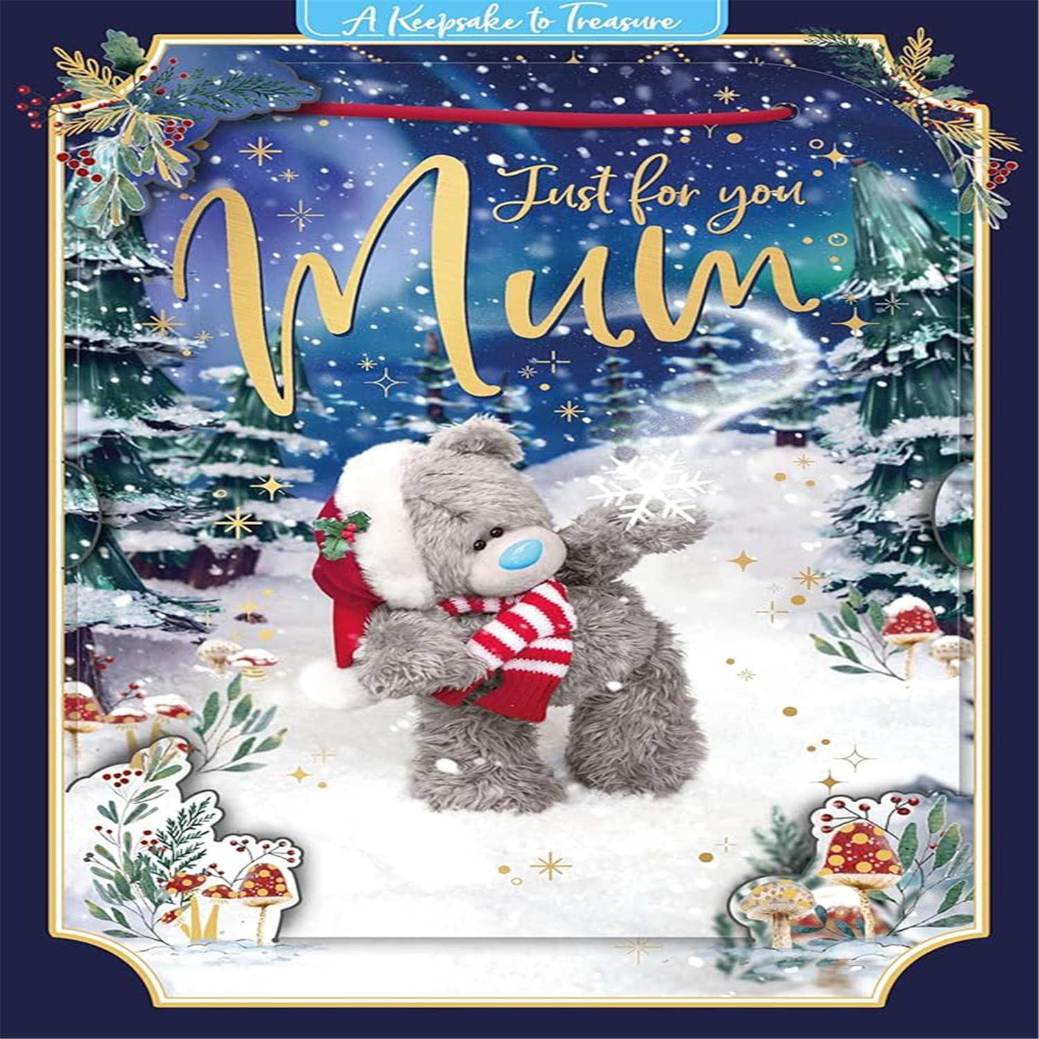 Bear With Snowflake Mum 3D Christmas Card - Image 3